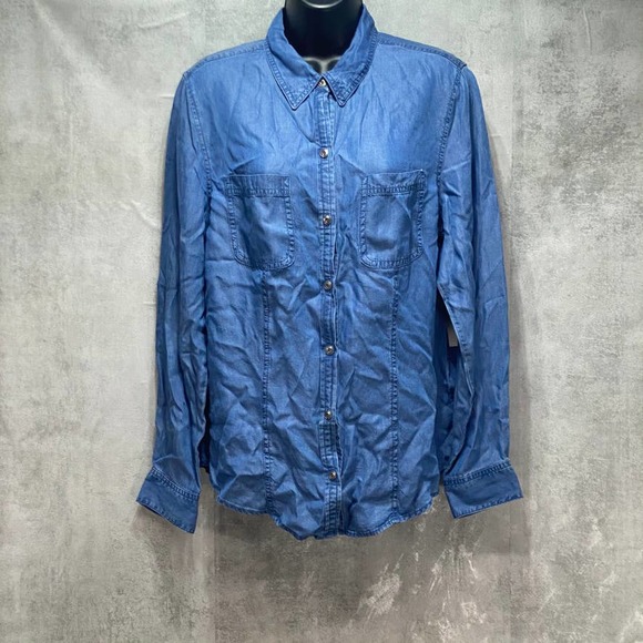 Charter Club Blue Denim Chambray Button Down - Picture 6 of 11